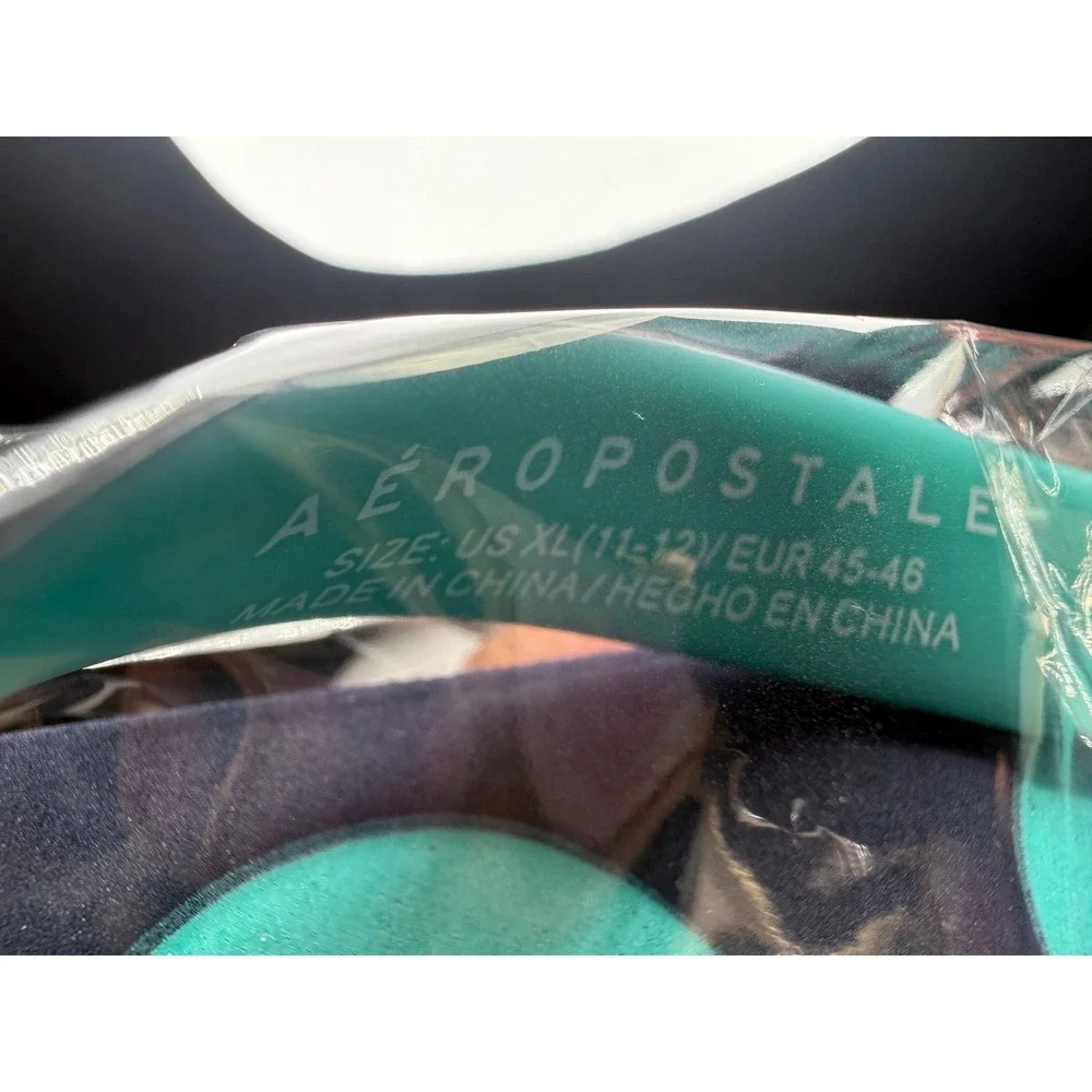 NWT Aeropostale‎ Men XL (11-12) Flip Flops Navy Teal AERO 1987 Graphic Sandals
